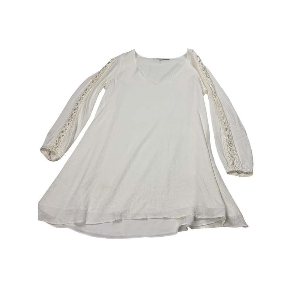 Lovers + Friends cream V neck long sleeve tunic top, crochet detail. Size XS